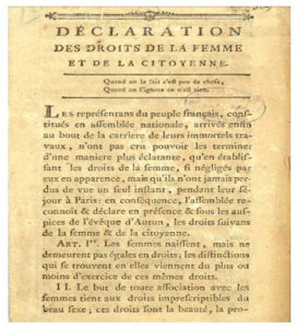 Olympe de Gouges Déclaration des droits des femmes et de la citoyenne