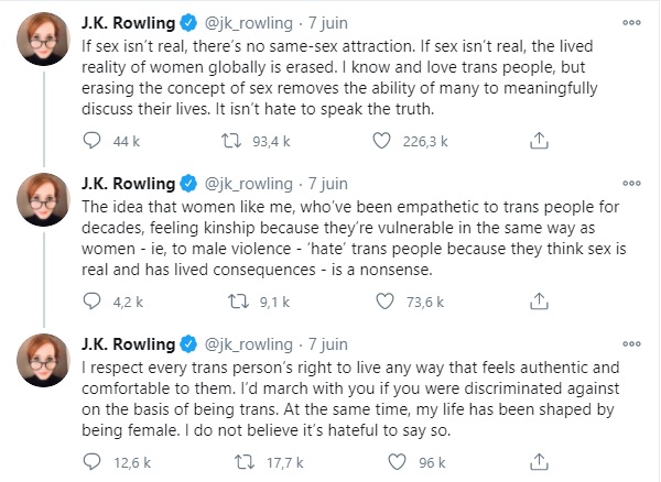 Tweet transphobe de JK Rowling