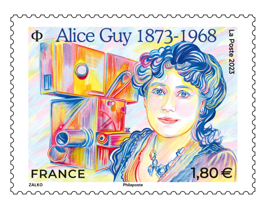 La Poste émet un timbre à l’effigie d’Alice GUY, 1ère femme réalisatrice et productrice au monde, à l’occasion du 150e anniversaire de sa naissance.